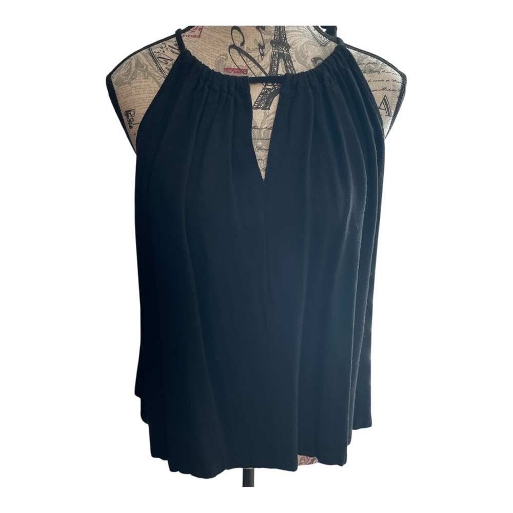 Linen Blend Black Women's Halter Top